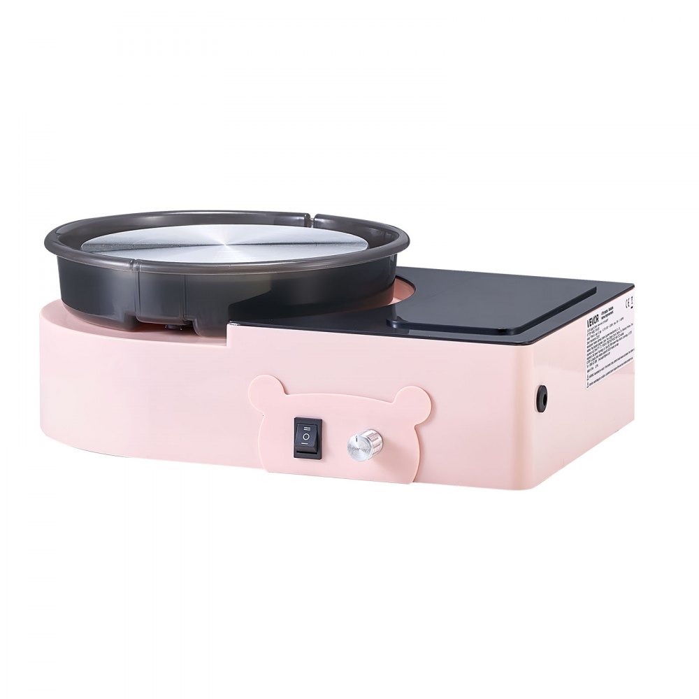VEVOR Mini Torno de Cerámica, Plato Giratorio de 158 mm Rotación Hacia Adelante/Atrás Velocidad Ajustable, Torno de Arcilla Eléctrico con Herramientas para Moldear Arcilla para Niños Adultos, Rosa