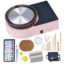 VEVOR Mini Torno de Cerámica, Plato Giratorio de 158 mm Rotación Hacia Adelante/Atrás Velocidad Ajustable, Torno de Arcilla Eléctrico con Herramientas para Moldear Arcilla para Niños Adultos, Rosa