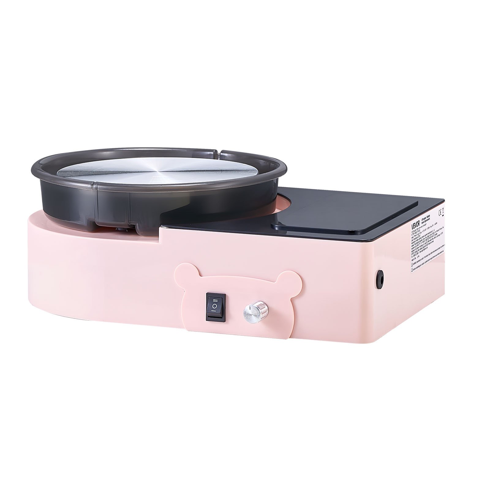 VEVOR Mini Torno de Cerámica, Plato Giratorio de 158 mm Rotación Hacia Adelante/Atrás Velocidad Ajustable, Torno de Arcilla Eléctrico con Herramientas para Moldear Arcilla para Niños Adultos, Rosa