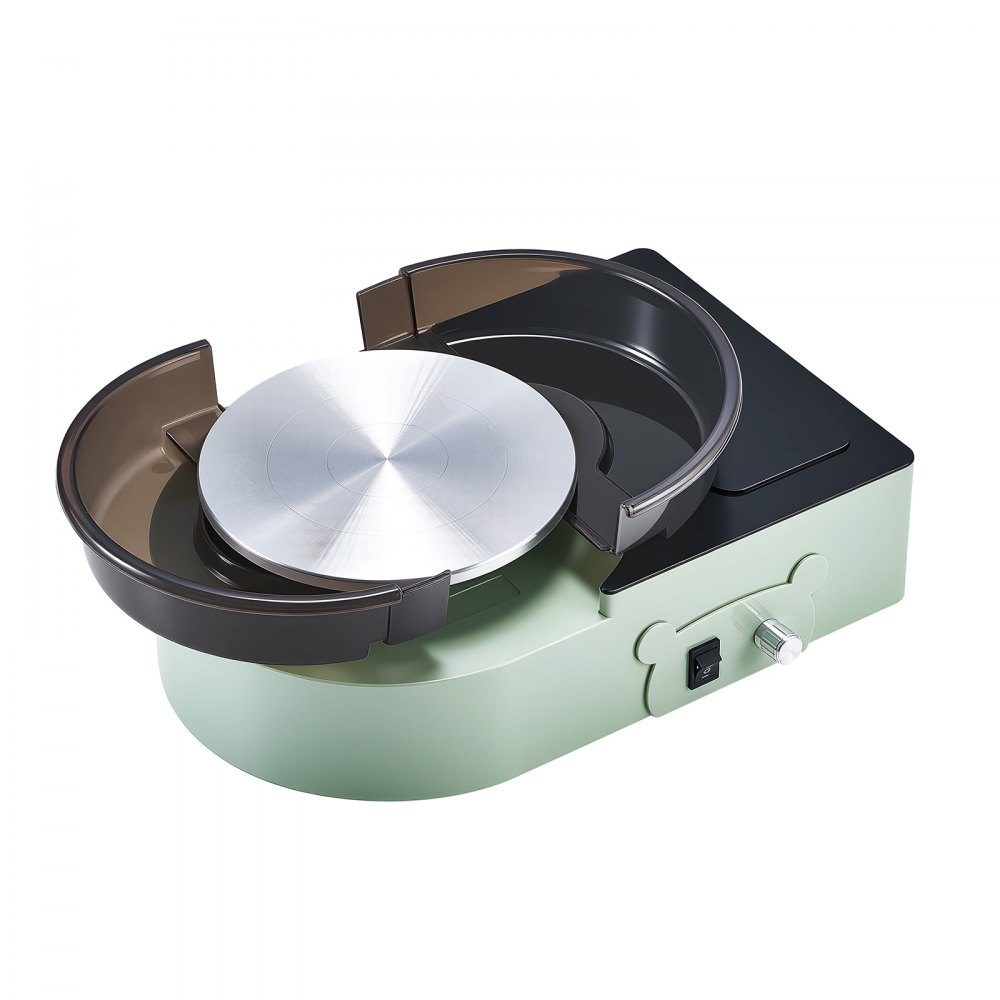 VEVOR Mini Torno de Cerámica, Plato Giratorio de 158 mm Rotación Hacia Adelante/Atrás Velocidad Ajustable, Torno de Arcilla Eléctrico con Herramientas para Moldear Arcilla para Niños Adultos, Verde