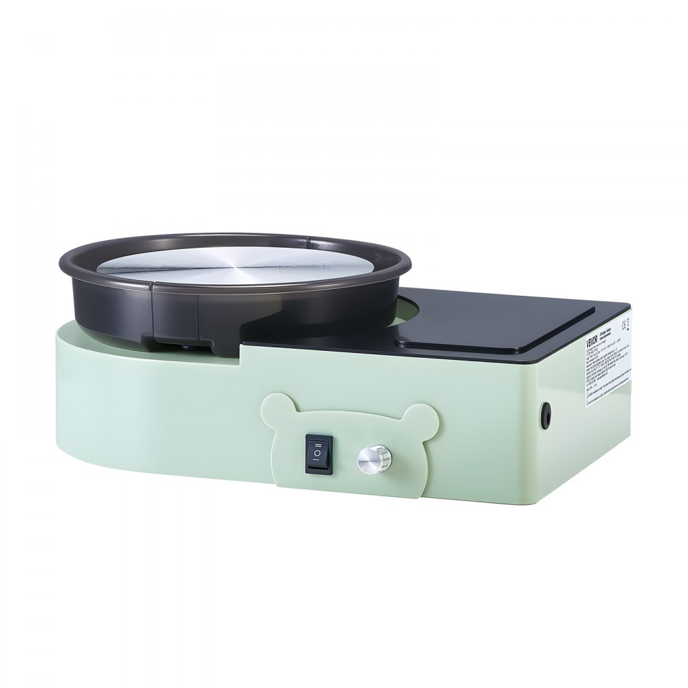 VEVOR Mini Torno de Cerámica, Plato Giratorio de 158 mm Rotación Hacia Adelante/Atrás Velocidad Ajustable, Torno de Arcilla Eléctrico con Herramientas para Moldear Arcilla para Niños Adultos, Verde