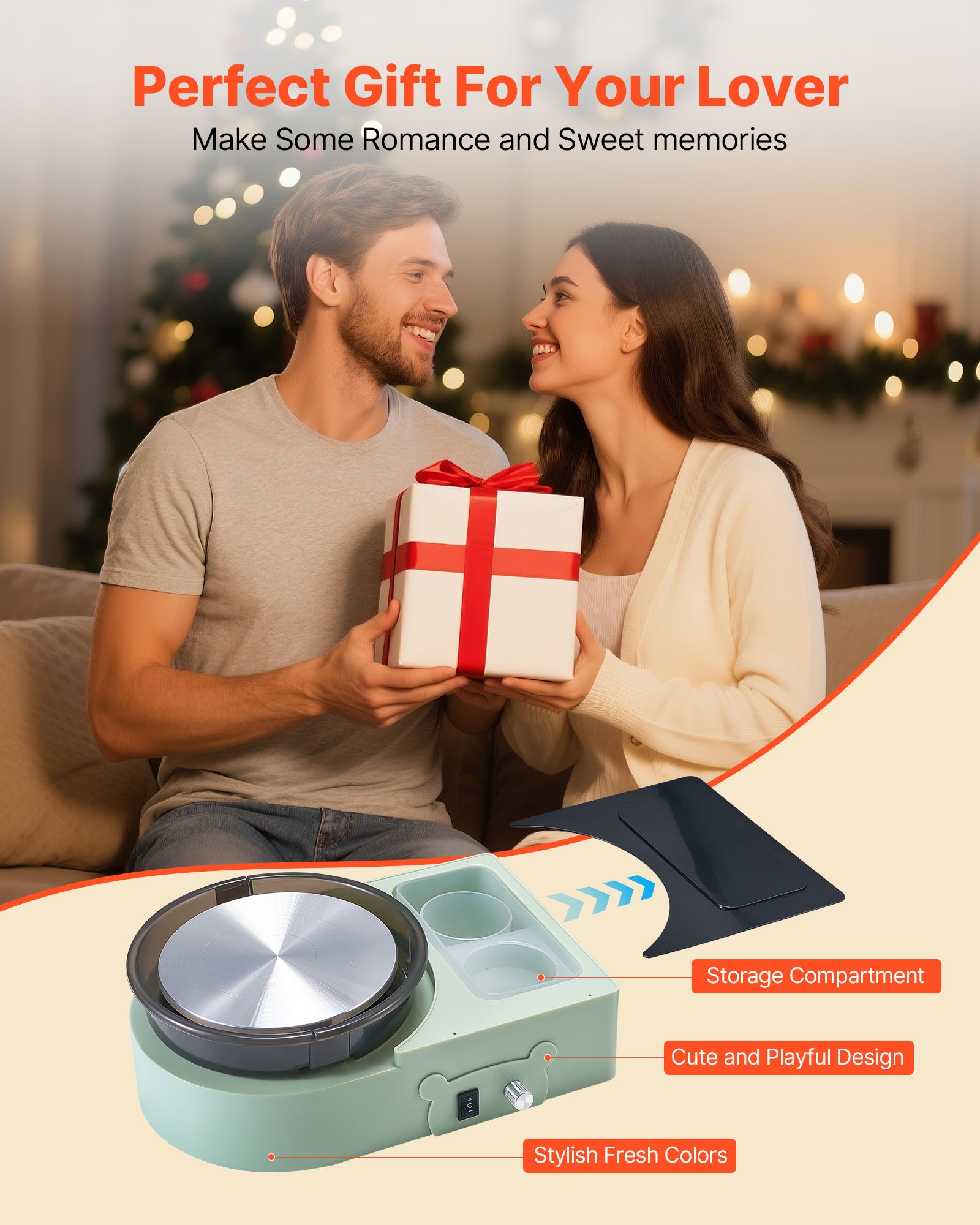 VEVOR Mini Torno de Cerámica, Plato Giratorio de 158 mm Rotación Hacia Adelante/Atrás Velocidad Ajustable, Torno de Arcilla Eléctrico con Herramientas para Moldear Arcilla para Niños Adultos, Verde