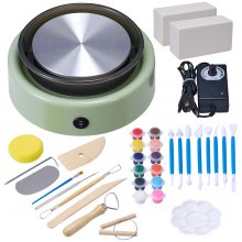 VEVOR Mini Torno de Cerámica Redondo Plato Giratorio 158 mm para Niños, Verde