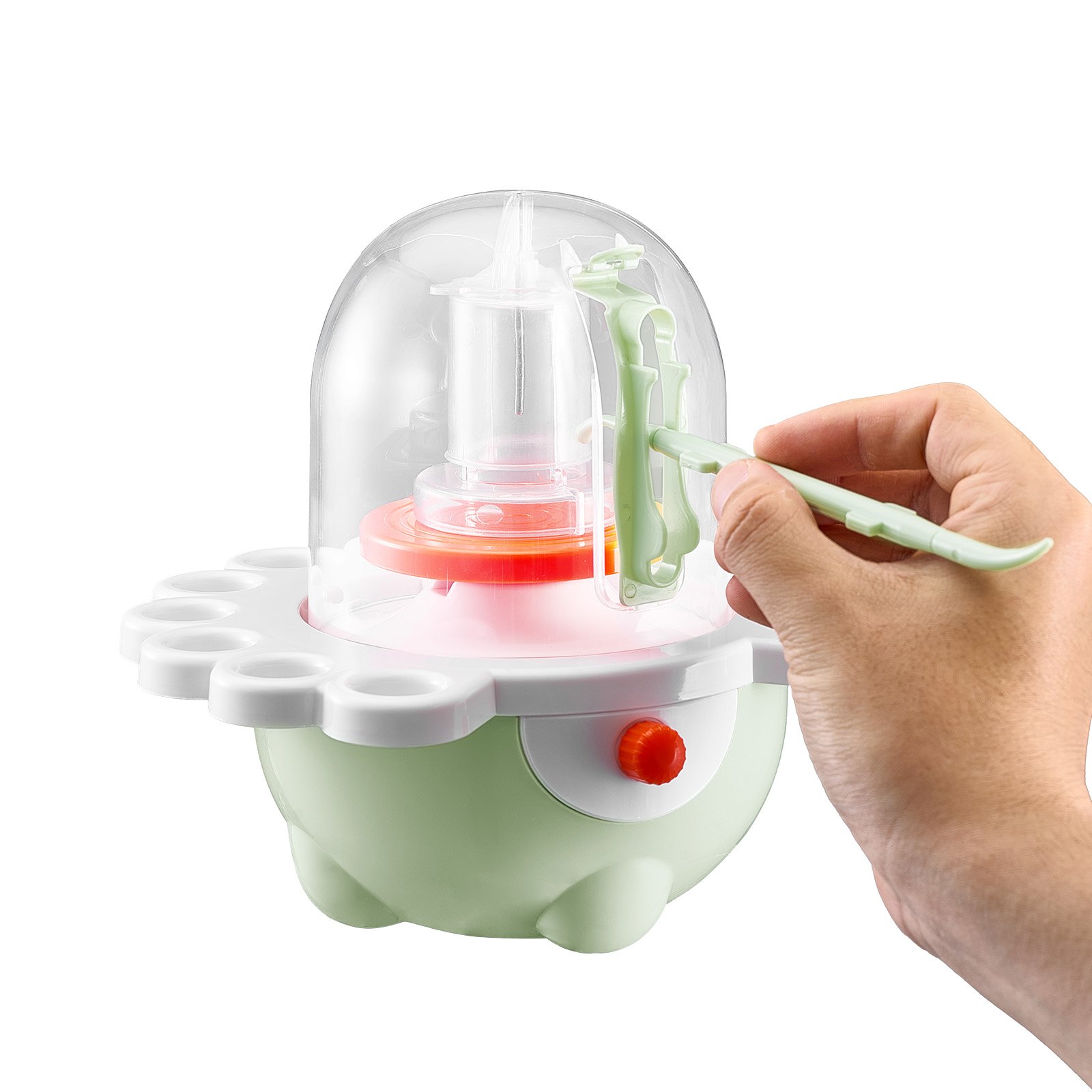 VEVOR Mini Torno de Cerámica, Platos Giratorios de 50 mm y 80 mm, Torno de Arcilla Eléctrico de Velocidad Ajustable con Herramientas para Moldear Arcilla para Niños y Principiantes, Verde