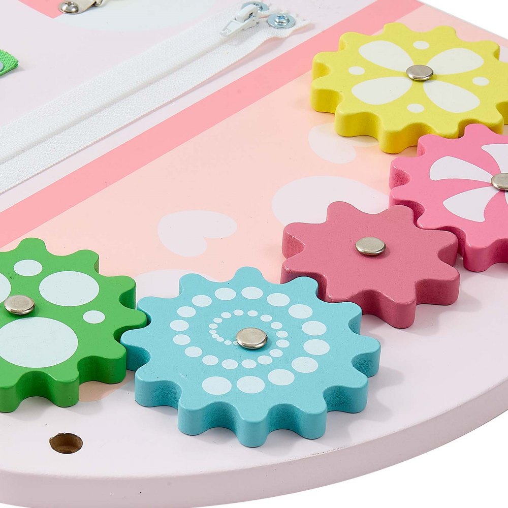 VEVOR Tablero Montessori de Actividades Castillo 14 en 1 de MDF para Niños, Panel Sensorial de Pared con 5 Paneles, Xilófono, Reloj, Engranajes, Cuentas Magnéticas y Rompecabezas para Aula y Casa