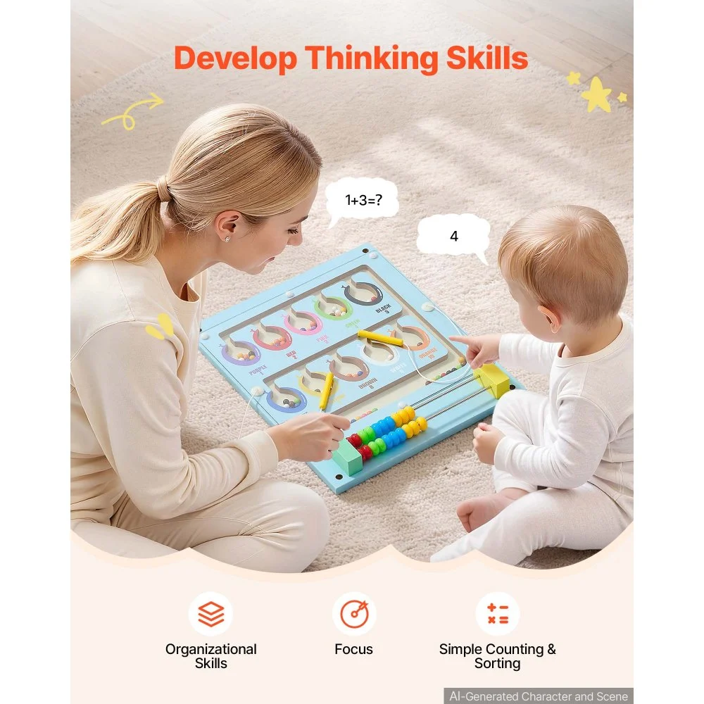 VEVOR Tablero Montessori de Actividades Elefante Pared 14 en 1 para Niños, Panel Sensorial con 4 Paneles, Xilófono, Ábaco, Engranajes, Reloj y Juegos Magnéticos para Guardería, Aula y Casa Infantil