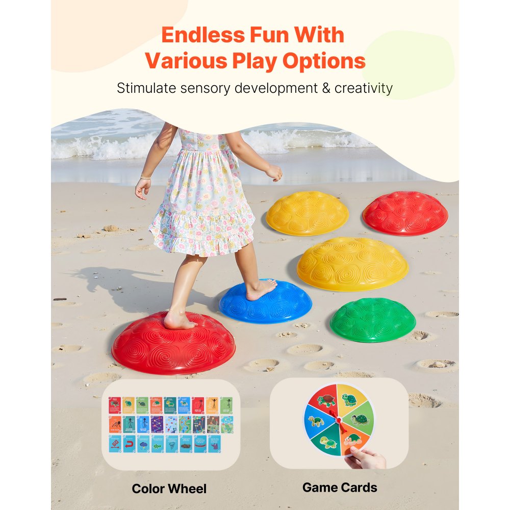 VEVOR 6 PCS Piedras para Escalones de Equilibrio de Tortuga Biónica para Niños Piedras para Saltar para Niños Juego de Coordinación de Carrera de Obstáculos para Niños Pequeños de 3 Años en Adelante