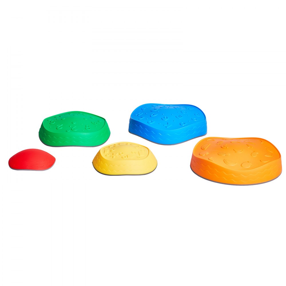VEVOR 5 PCS Piedras para Escalones de Equilibrio Polígono Geométrico para Niños Piedras para Saltar para Niños Juego de Coordinación de Carrera de Obstáculos para Niños de 3 Años en Adelante