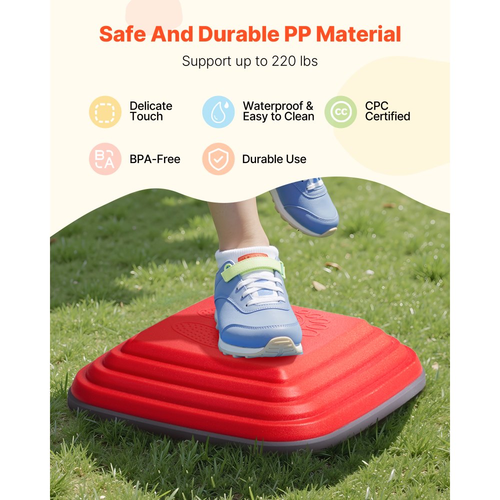 VEVOR 10 PCS Piedras para Escalones de Equilibrio Cuadrado Geométrico para Niños Piedras para Saltar para Niños Juego de Coordinación de Carrera de Obstáculos para Niños de 3 Años en Adelante