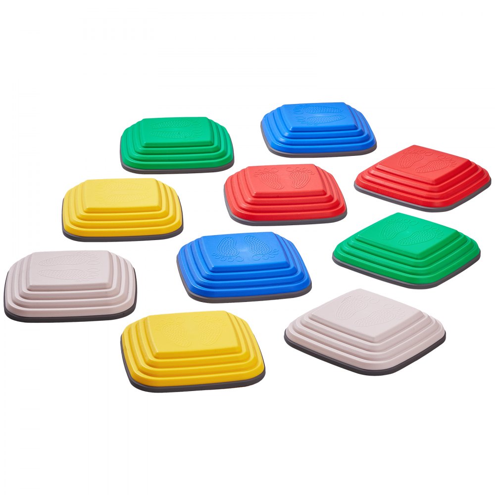 VEVOR 10 PCS Piedras para Escalones de Equilibrio Cuadrado Geométrico para Niños Piedras para Saltar para Niños Juego de Coordinación de Carrera de Obstáculos para Niños de 3 Años en Adelante