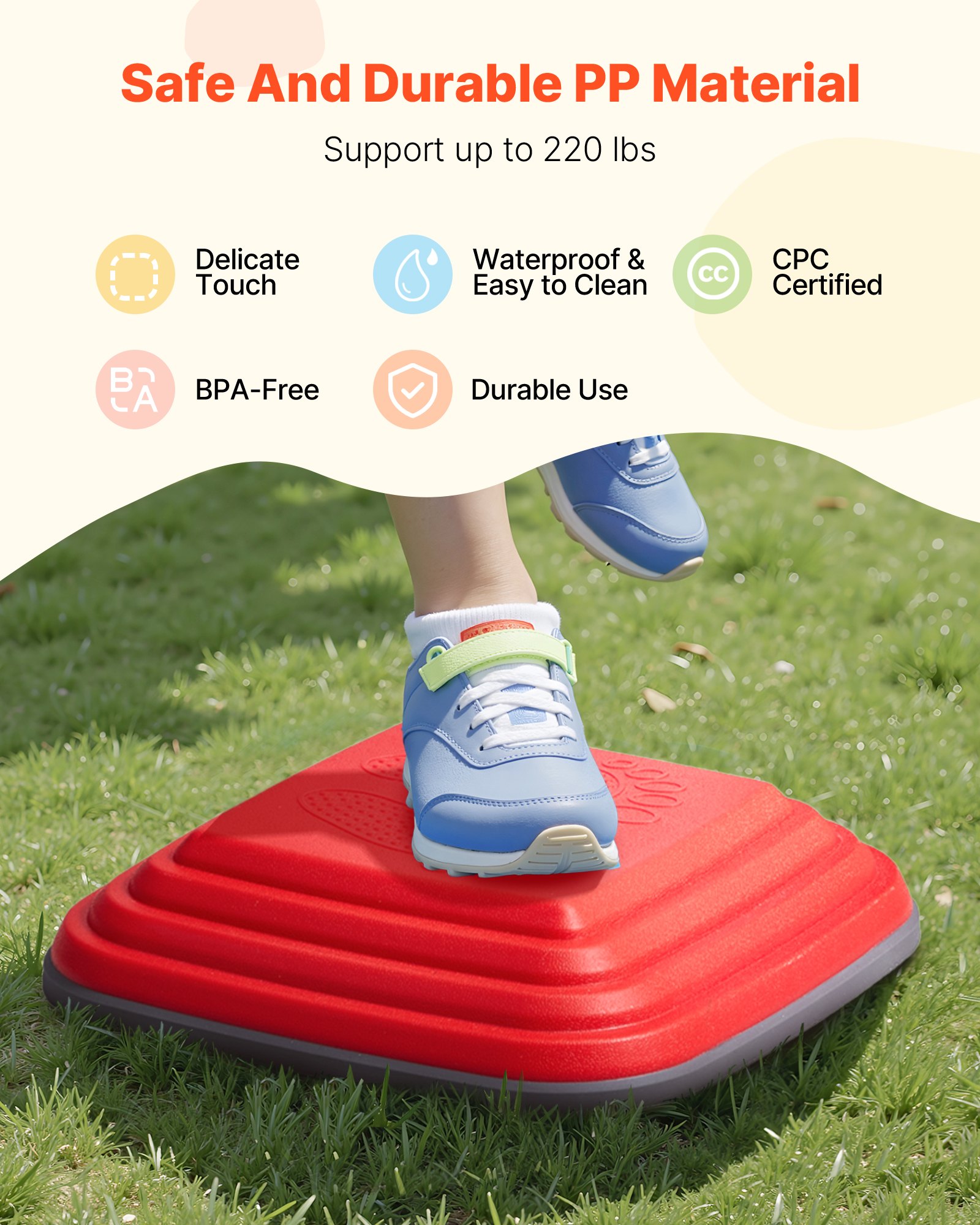 VEVOR 10 PCS Piedras para Escalones de Equilibrio Cuadrado Geométrico para Niños Piedras para Saltar para Niños Juego de Coordinación de Carrera de Obstáculos para Niños de 3 Años en Adelante