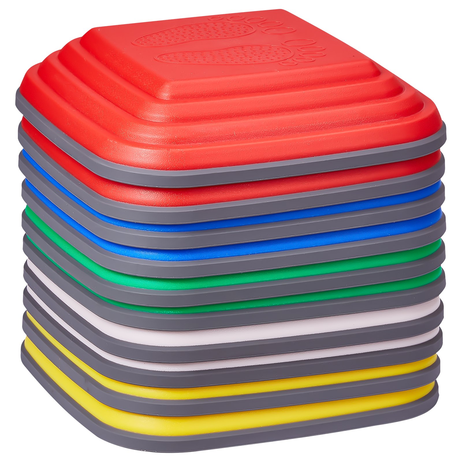 VEVOR 10 PCS Piedras para Escalones de Equilibrio Cuadrado Geométrico para Niños Piedras para Saltar para Niños Juego de Coordinación de Carrera de Obstáculos para Niños de 3 Años en Adelante