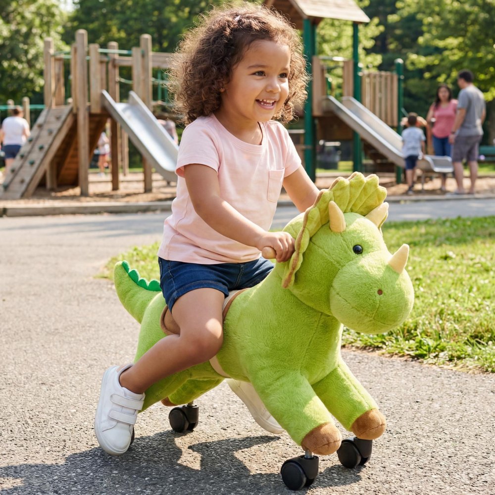 VEVOR Dinosaurio de Juguete Correpasillos para Niños, Juguete de Montar sin Pedales con Sonido, Ruedas Giratorias, Asiento Acolchado y Estructura de Metal, Uso Interior y Exterior, Carga hasta 40 kg