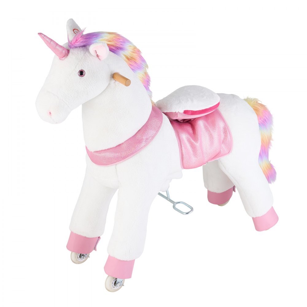 VEVOR Unicornio de Juguete para Niños, Pony de Montar con Ruedas y Pedales, Caballito Unicornio con Sonido, Carga hasta 80 kg, Estructura de Metal, Uso Interior y Exterior, para Niños de 3 a 8 Años