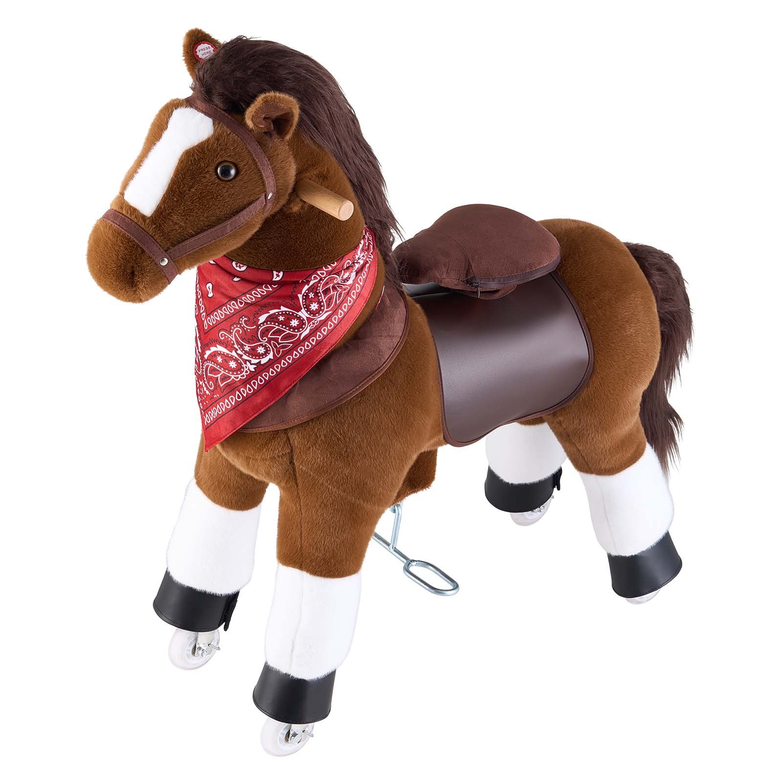 VEVOR Caballo de Juguete para Niños, Pony de Montar con Ruedas y Pedales, Caballito Infantil con Sonido, Estructura de Metal, Uso Interior y Exterior, Carga hasta 80 kg, para Niños Mayores de 6 Años