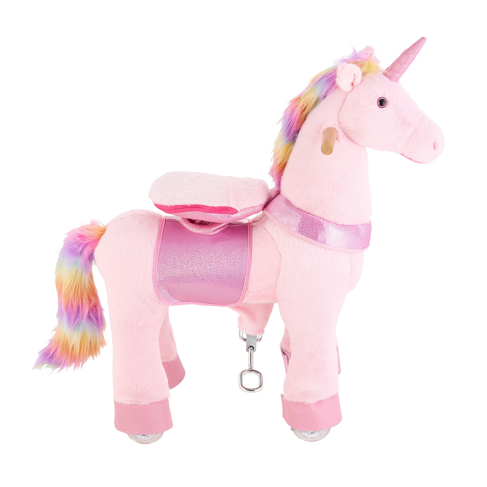 VEVOR Unicornio de Juguete para Niños, Pony de Montar con Ruedas y Pedales, Caballito Unicornio con Sonido, Estructura de Metal, Carga hasta 50 kg, Uso Interior y Exterior, para Niños de 3 a 8 Años