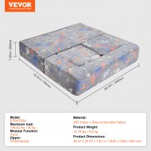 VEVOR 4 PCS Sofá Infantil que Brilla en la Oscuridad de 100 x 100 x 20 cm, Gris