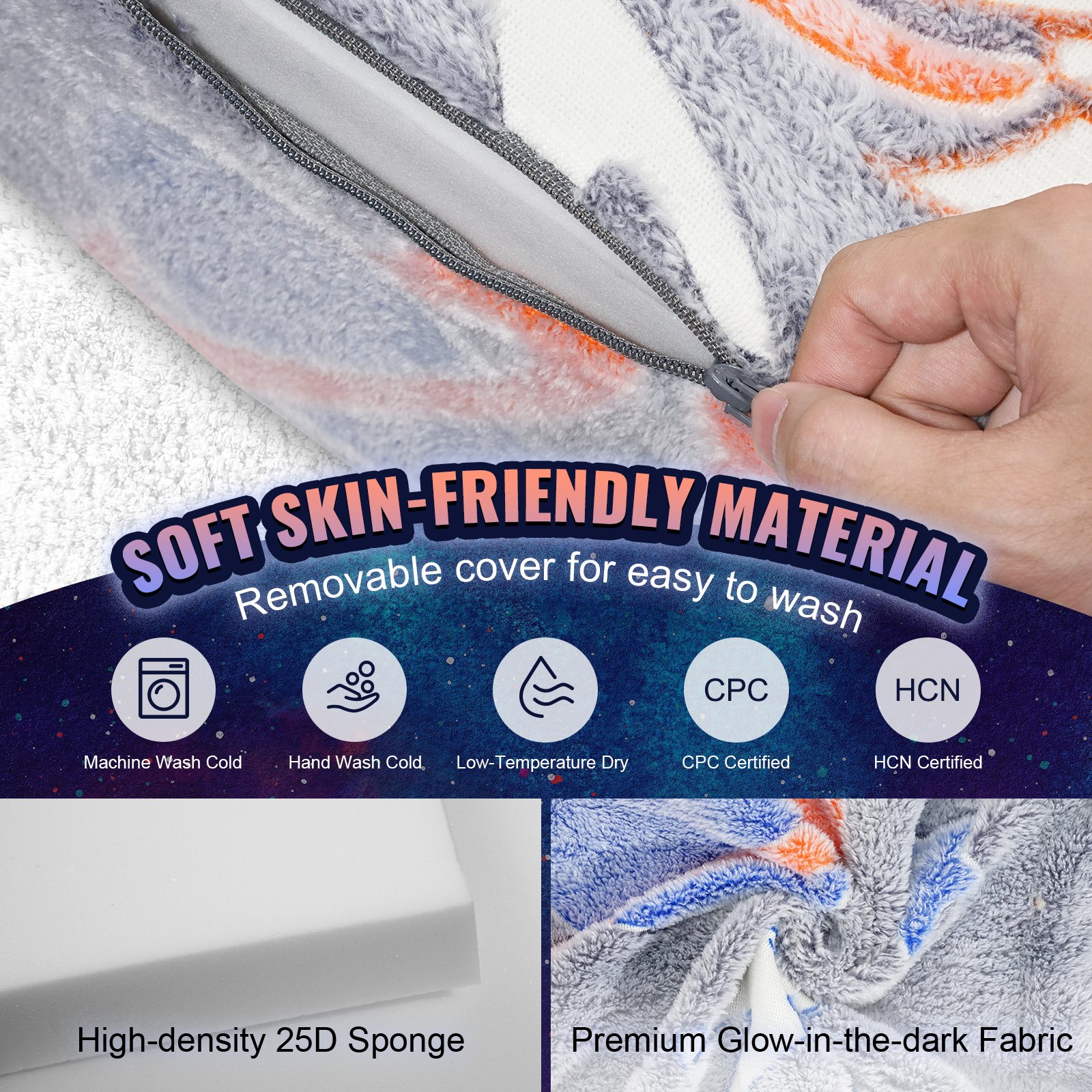 VEVOR Sofá Modular para Niños, 4 Piezas que Brillan en la Oscuridad, Sofá Seccional para Niños con Funda Extraíble, Sillón con Cojín de Espuma, Gris, 1000 x 1000 x 200 mm