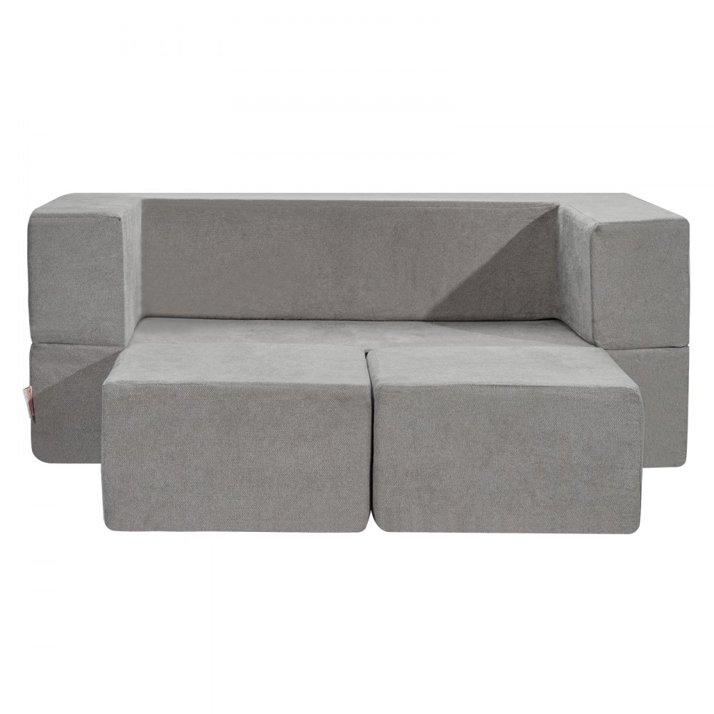 VEVOR Play Sofa, Children's Sofa made of Chenille Fabric, Building Blocks 4-Piece Set, Children's Play Sofa with Removable Cover, 90 kg Load Capacity, Convertible Children's Sofa, Playroom Furniture for Sleeping and Reading, Dark Gray