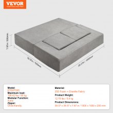 VEVOR 4 PCS de Sofá Infantil de 1000 x 1000 x 200 mm Carga de 90 kg Gris Oscuro