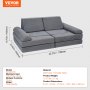 VEVOR 10 PCS Sofá Infantil Modular de 1100 x 600 x 400 mm Carga de 80 kg Gris