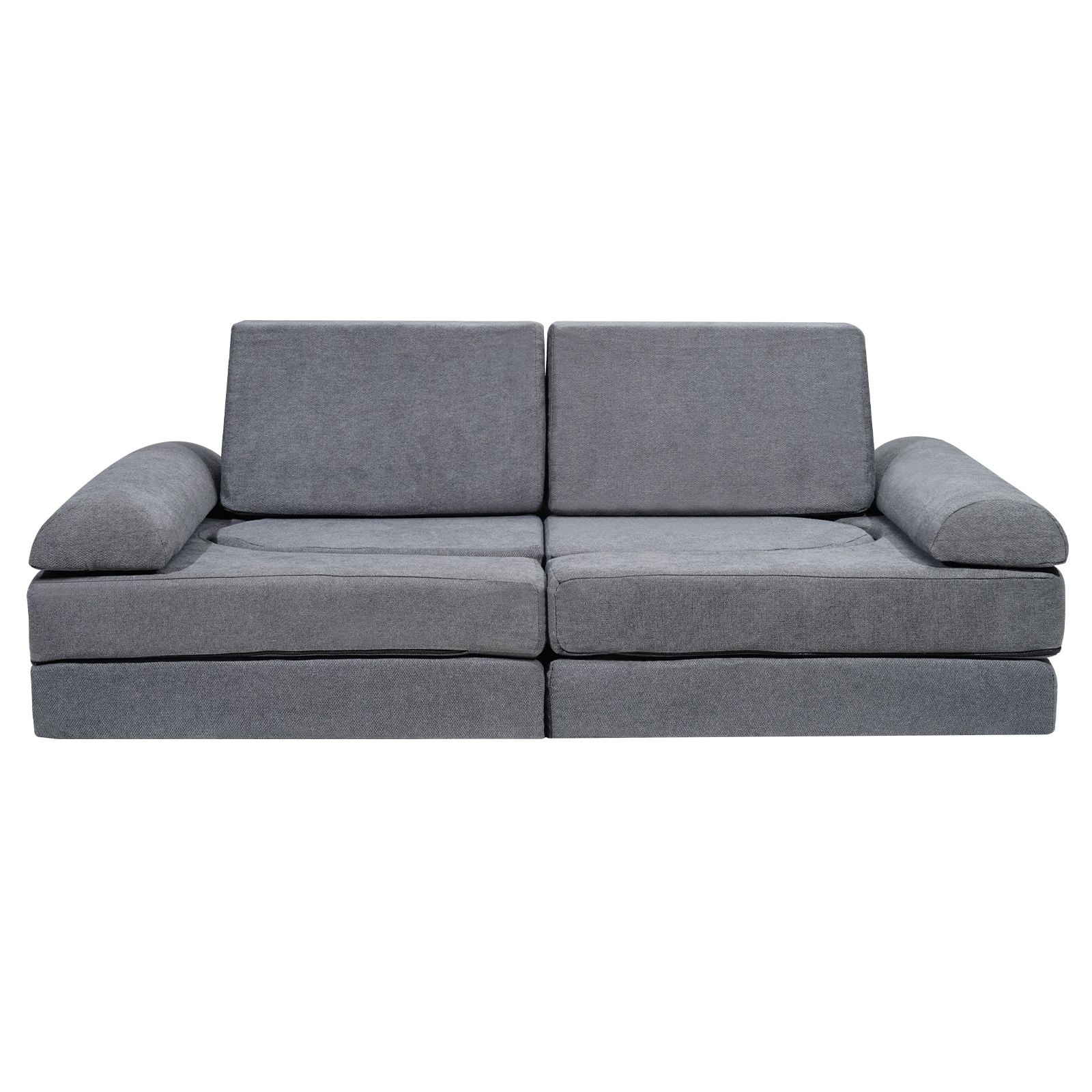 VEVOR Sofá Modular para Niños, 10 Piezas, Sofá Convertible Tipo Pepita, Sofá Seccional para Niños con Funda Extraíble, Silla con Cojín de Espuma para Bebés, 1100 x 600 x 400 mm, Gris, Carga 80 kg