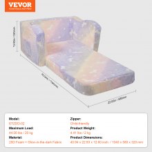 VEVOR Sofá Infantil Reclinable que Brilla en la Oscuridad de 1040 x 580 x 320 mm