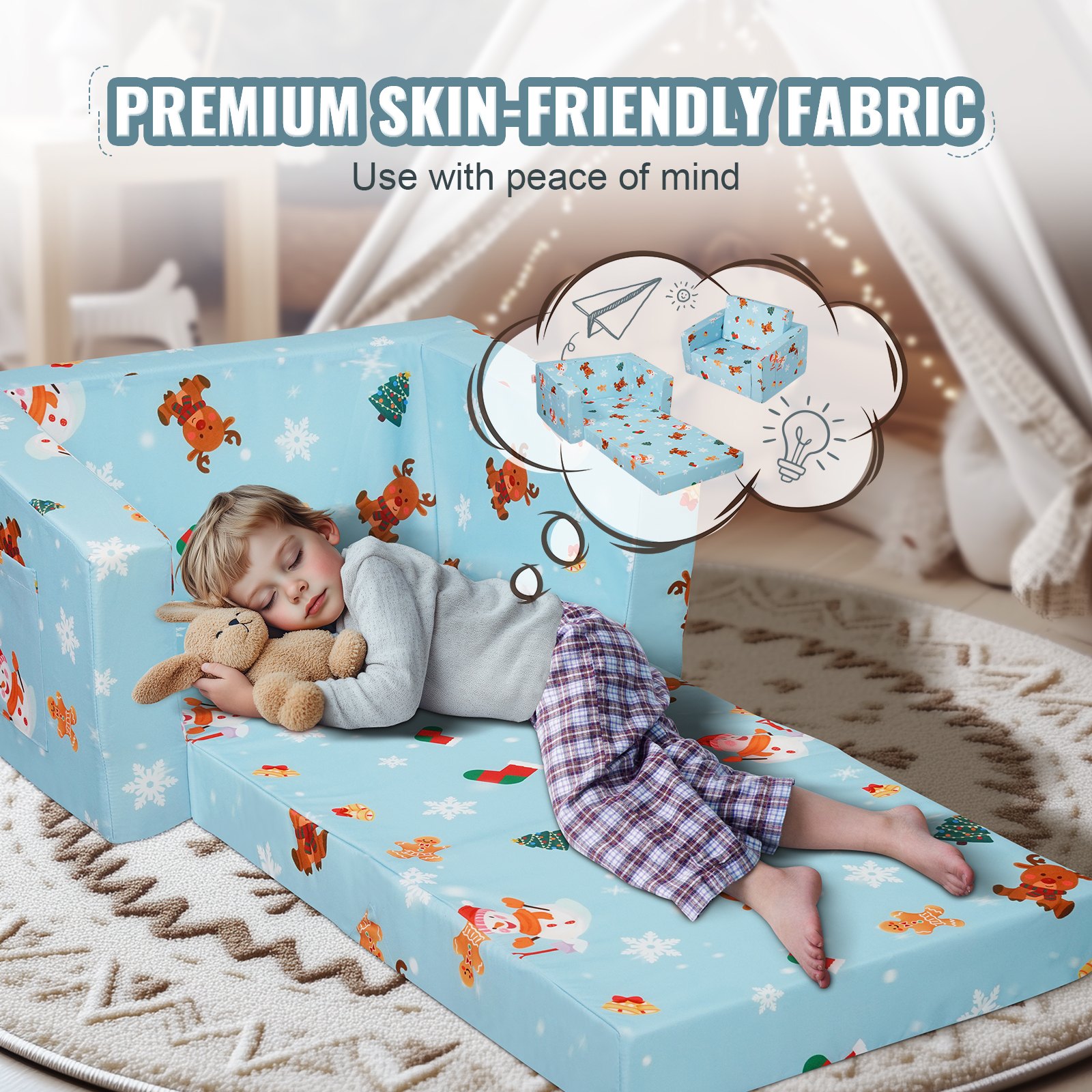 VEVOR Silla de Bebé Plegable 2 en 1, Sofá Cama para Niños Pequeños, Sofá de Espuma Suave y Cómodo, Tumbona Convertible para Bebé, Asiento de Silla con Dibujos Animados, Rosa, 1040 x 580 x 320 mm