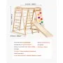 VEVOR Parque Infantil 7 en 1 para Niños Pequeños, Madera de Pino y Plástico, 120 x 109 x 121 cm, con Escalera de Madera y la de Red, Cuerda, Columpio, Estructura de Escalada, Tobogán, Carga 136 kg