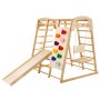 VEVOR Parque Infantil 7 en 1 para Niños Pequeños, Madera de Pino y Plástico, 120 x 109 x 121 cm, con Escalera de Madera y la de Red, Cuerda, Columpio, Estructura de Escalada, Tobogán, Carga 136 kg