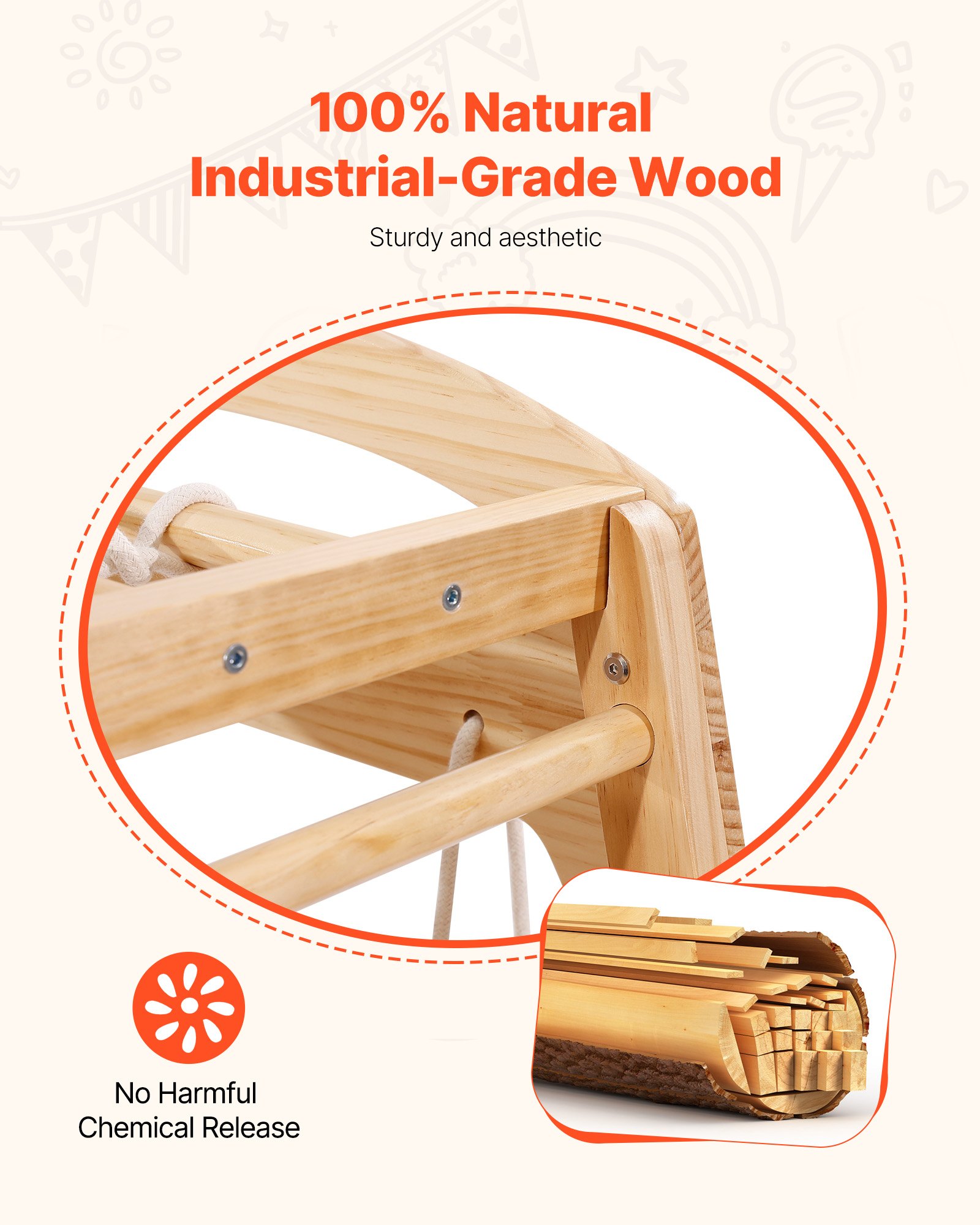 VEVOR Parque Infantil de Interior, Gimnasio de Interior para Niños de Madera, Multifunción con Juguetes de Escalada Tobogán Columpio Barras de Mono Escalera de Malla, Conjunto de Juegos para Niños