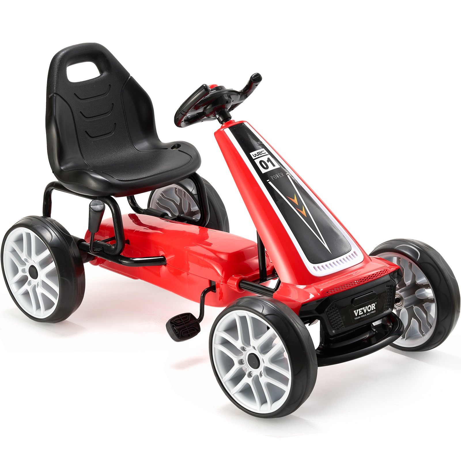 VEVOR Carrito de Pedales para Niños con 4 Ruedas, Carga Máxima de 49,9 KG Rojo