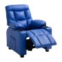 VEVOR Sillón Relax Reclinable para Niños, Sofá Infantil, Respaldo Ajustable de 107° a 126°, con 2 Portavasos 4 Bolsillos y Reposapiés, de Cuero Sintético, Butaca para Salón Lectura Siesta, Color Azul