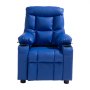 VEVOR Sillón Relax Reclinable para Niños, Sofá Infantil, Respaldo Ajustable de 107° a 126°, con 2 Portavasos 4 Bolsillos y Reposapiés, de Cuero Sintético, Butaca para Salón Lectura Siesta, Color Azul