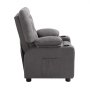 VEVOR Sillón Relax Reclinable para Niños, Sofá Infantil, Reposapiés y Respaldo Ajustable de 107° a 126°, 2 Portavasos y 4 Bolsillos para Almacenamiento, Butaca para Salón Lectura Siesta, Color Gris