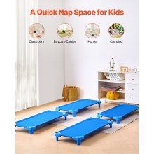 VEVOR Cuna Apilable 130 x 57 cm para Niños Cuna para la Siesta 4 Piezas, Azul