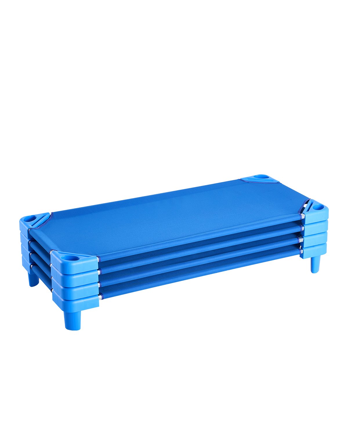 VEVOR Cuna Apilable para Niños 4 Piezas Cuna Portátil para Siesta de Niños 130x57 cm Cunas para Guardería para Niños Camas para Guardería en Aulas Preescolares para Dormir, Descansar, Siestas, Azul
