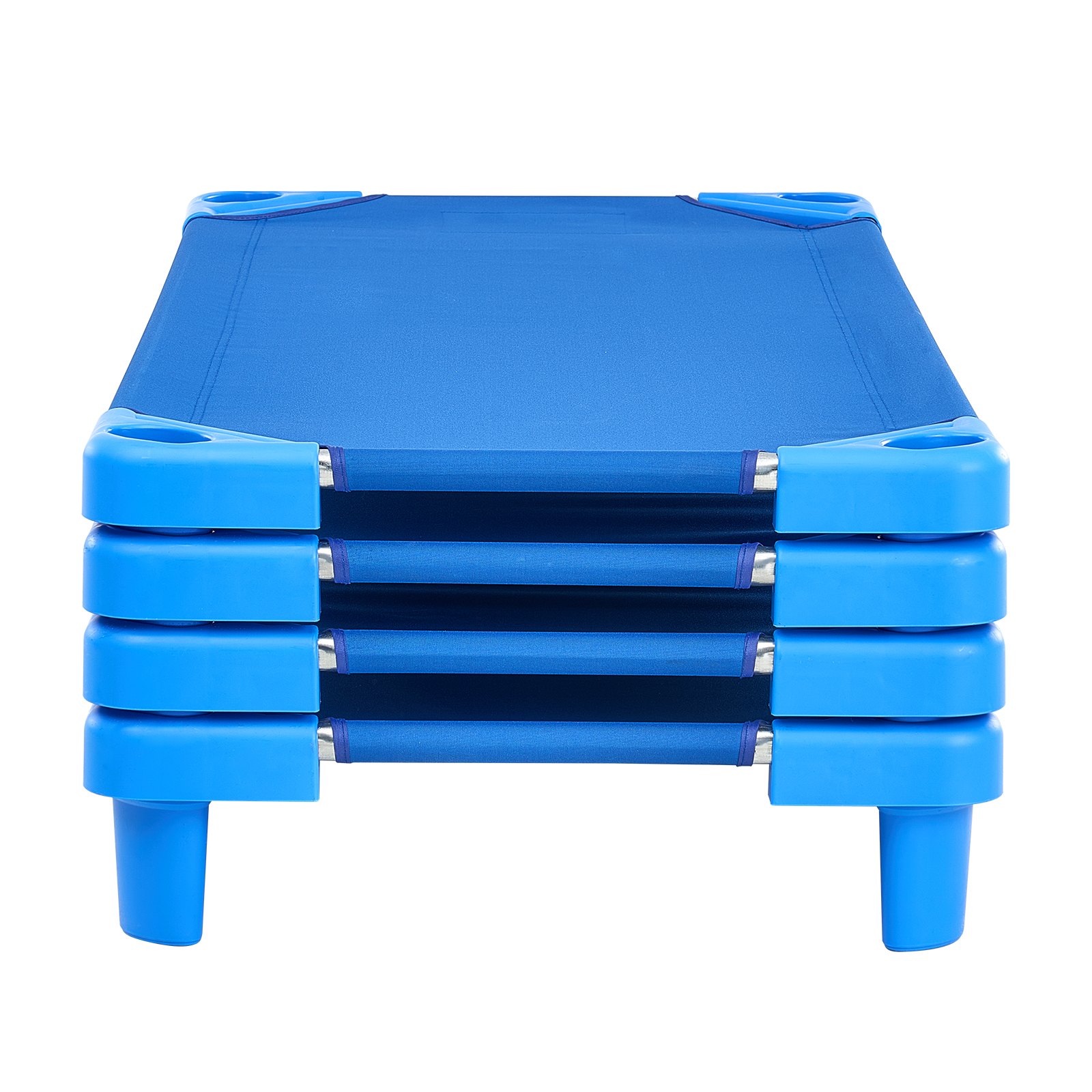 VEVOR Cuna Apilable para Niños 4 Piezas Cuna Portátil para Siesta de Niños 130x57 cm Cunas para Guardería para Niños Camas para Guardería en Aulas Preescolares para Dormir, Descansar, Siestas, Azul