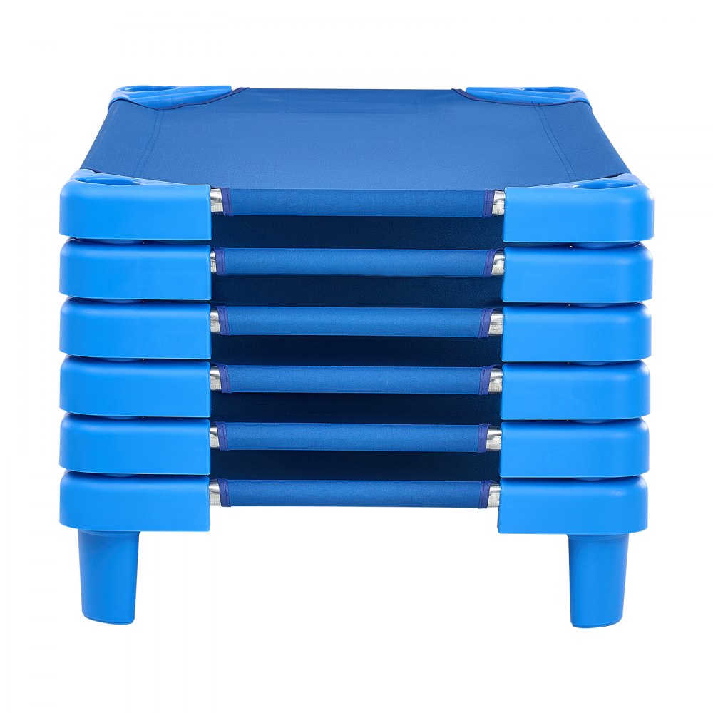 VEVOR Cuna Apilable para Niños 6 Piezas Cuna Portátil para Siesta de Niños 102x57 cm Cunas para Guardería para Niños Camas para Guardería en Aulas Preescolares para Dormir, Descansar, Siestas, Azul