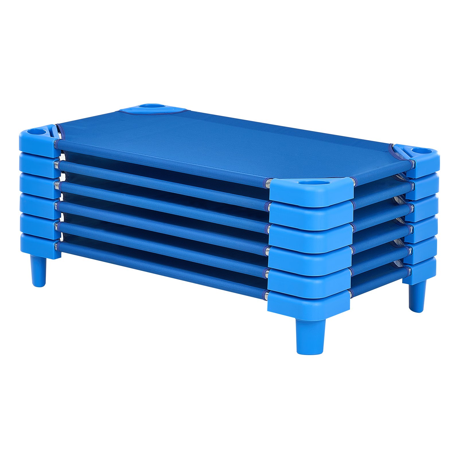 VEVOR Cuna Apilable para Niños 6 Piezas Cuna Portátil para Siesta de Niños 102x57 cm Cunas para Guardería para Niños Camas para Guardería en Aulas Preescolares para Dormir, Descansar, Siestas, Azul