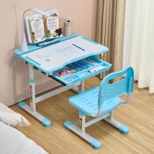 VEVOR Juego de Mesa y Silla de Estudio para Niños con Lámpara de Mesa, Azul