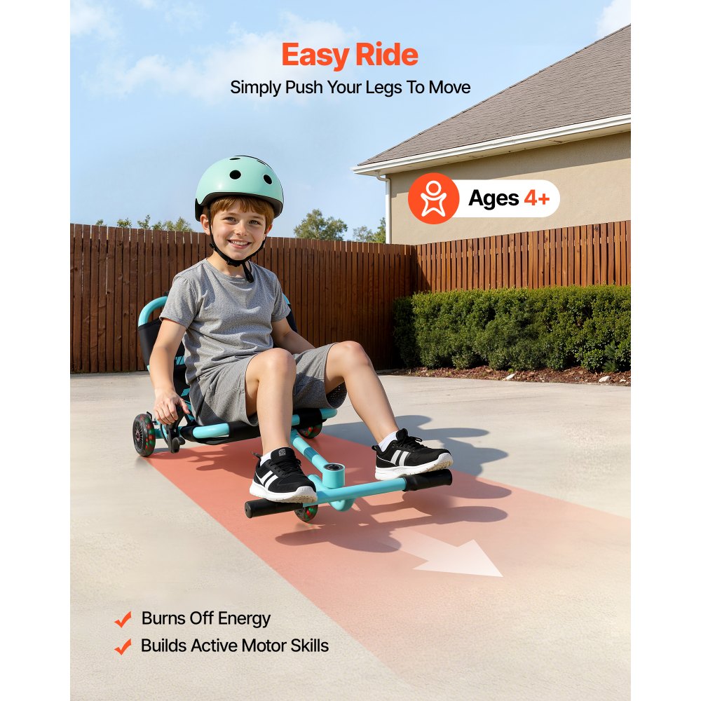 VEVOR Patinete Infantil 68 kg con Freno de Mano Ruedas de PU y Luces LED, con Barra Ajustable en 3 Posiciones, Propulsión por Movimiento de Piernas y Cuadro de Acero para Niños de 4 Años en Adelante