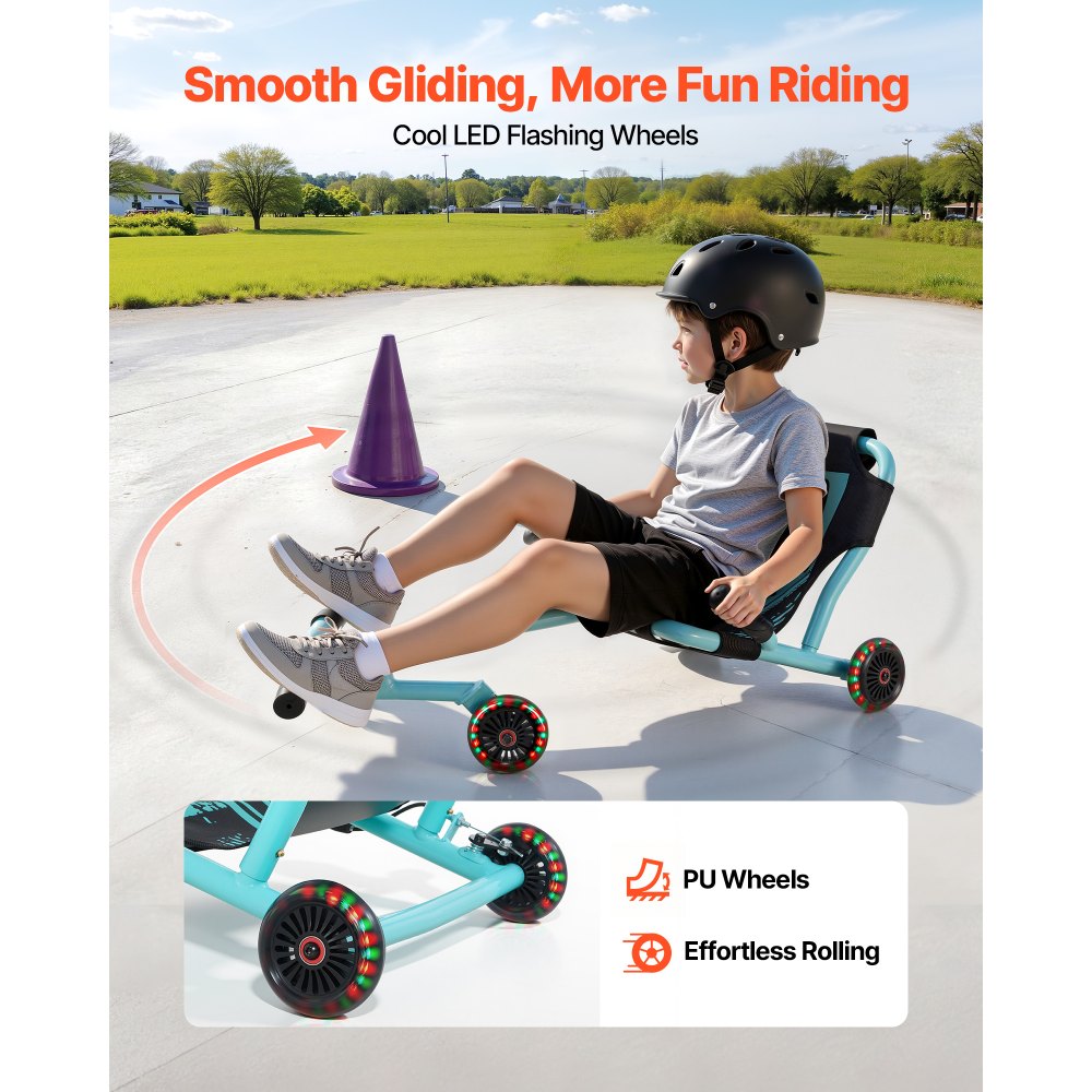 VEVOR Patinete Infantil 68 kg con Freno de Mano Ruedas de PU y Luces LED, con Barra Ajustable en 3 Posiciones, Propulsión por Movimiento de Piernas y Cuadro de Acero para Niños de 4 Años en Adelante