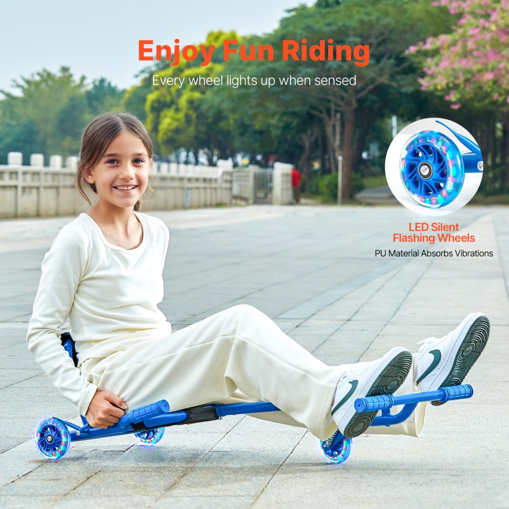VEVOR Drifter Trike Tricycle 90 kg, Tricycle Scooter 106 x 52 x 43cm, Children's Vehicle Tricycle for Children 10 Years and Up, Rides on All Hard Surfaces Indoors and Outdoors, Blue
