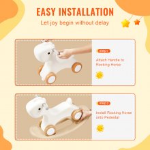 VEVOR Caballo Balancín 3 en 1 para Niños de 1 a 3 Años, Caballo Balancín para Bebé con Tabla de Equilibrio Desmontable y 4 Ruedas Lisas, Soporta hasta 36 kg de Material HDPE, Balanceo de 40°, Blanco