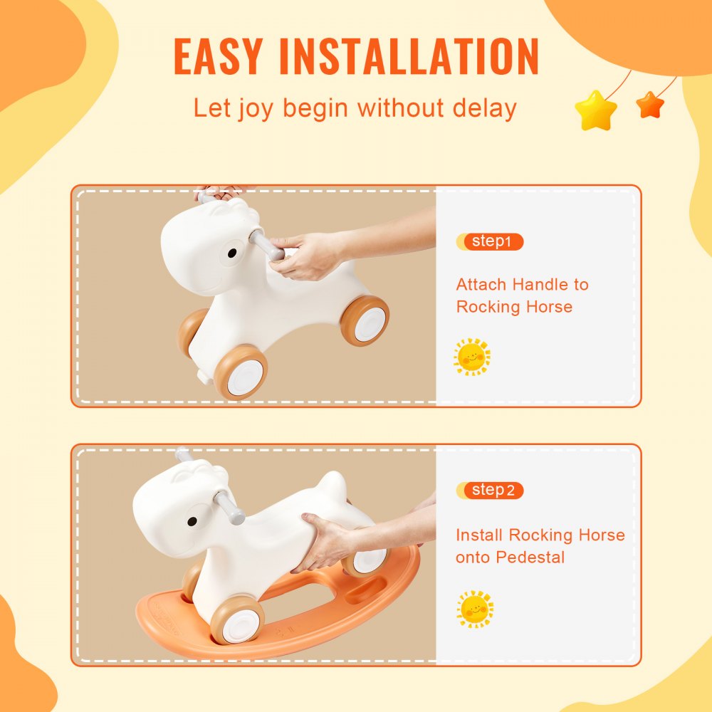 VEVOR Caballo Balancín 3 en 1 para Niños de 1 a 3 Años, Caballo Balancín para Bebé con Tabla de Equilibrio Desmontable y 4 Ruedas Lisas, Soporta hasta 36 kg de Material HDPE, Balanceo de 40°, Rojo