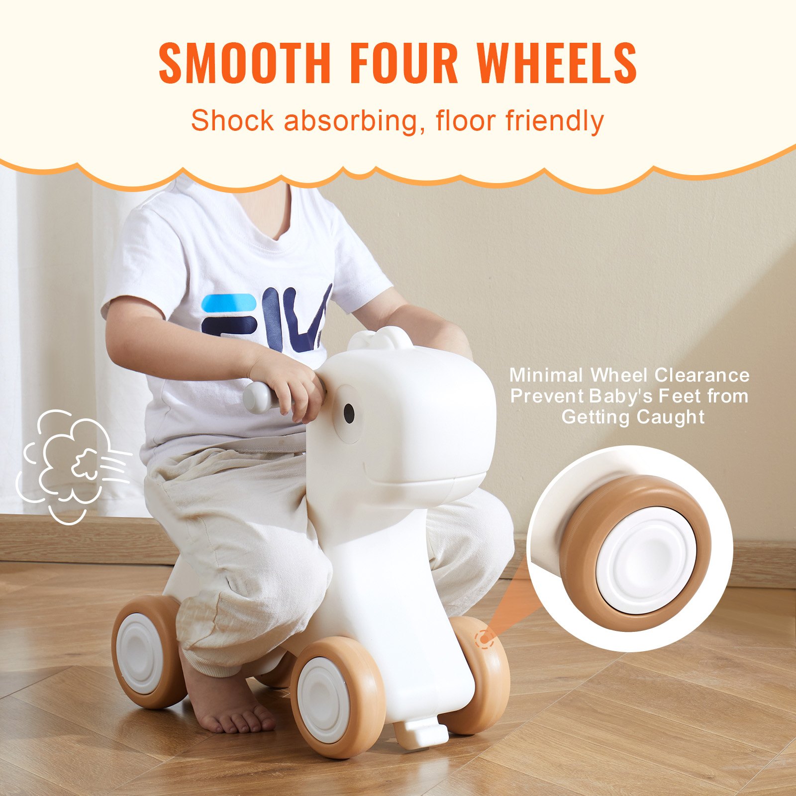 VEVOR Caballo Balancín 3 en 1 para Niños de 1 a 3 Años, Caballo Balancín para Bebé con Tabla de Equilibrio Desmontable y 4 Ruedas Lisas, Soporta hasta 36 kg de Material HDPE, Balanceo de 40°, Rojo