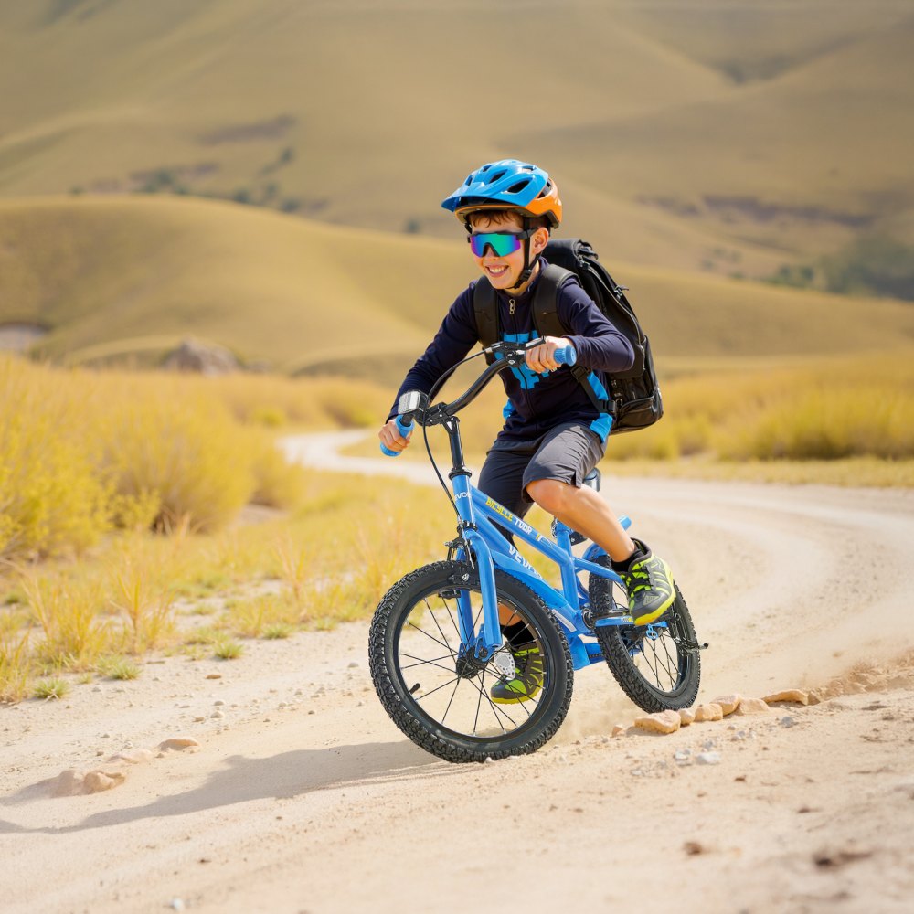 VEVOR Kids' Bike, 14-inch BMX Style Bicycle, Recommended Child Height 95-116 cm, Training Wheels Included, 4-8 Year Old Children's Bike, Toddler Bike for Boys and Girls to Learn to Ride, Blue