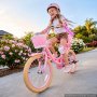 VEVOR Bicicleta Infantil 18 Pulgadas Rosa Niñas 5-8 Años Estilo Princesa, con Asiento Ajustable, Freno Delantero y Tambor Trasero, Cesta Delantera, Asiento para Muñeca y Cuadro de Acero para Paseos