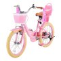 VEVOR Bicicleta Infantil 18 Pulgadas Rosa Niñas 5-8 Años Estilo Princesa, con Asiento Ajustable, Freno Delantero y Tambor Trasero, Cesta Delantera, Asiento para Muñeca y Cuadro de Acero para Paseos